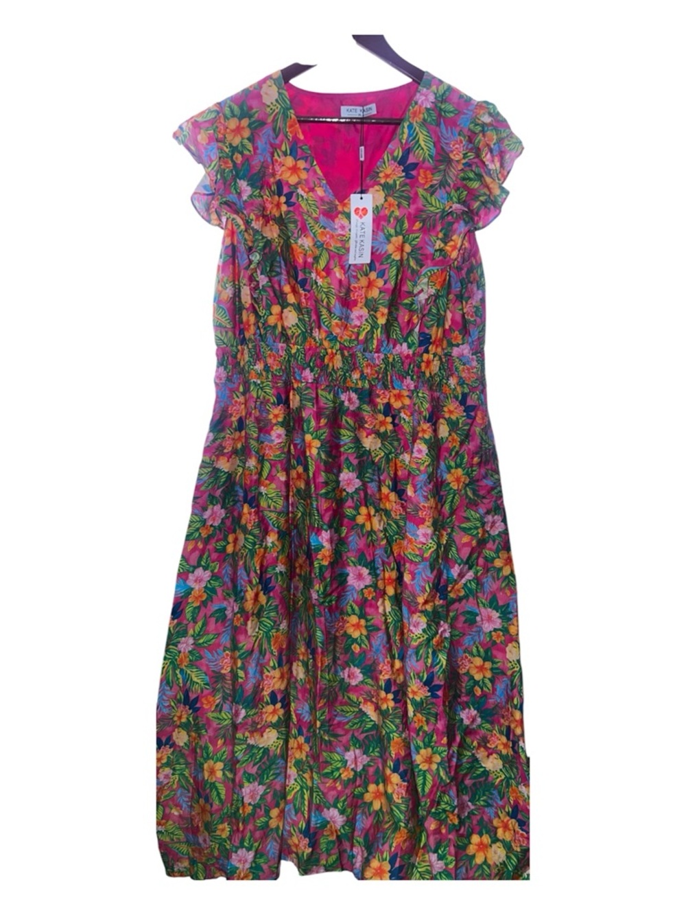 Kate Kasin Pink Floral Maxi Dress